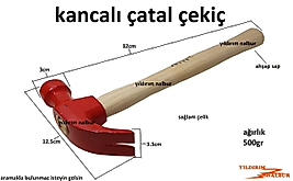 ÇEKİÇ KANCALI ÇATAL ÇEKİÇ BOYALI SAĞLAM 500GR AHŞAP SAPLI