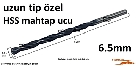 HSS METAL MATKAP UCU 6.5MM UZUN BOYLU ÖZEL EBAT 15CM ÖZEL MATKAP UCU