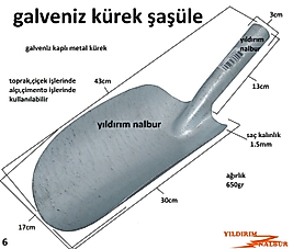 ŞAŞÜLE TOPRAK KÜREĞİ GALVENİZ ŞAŞULA DUBLE BÜYÜK BOY ÇİÇEK ALÇI KÜREĞİ
