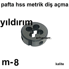 PAFTA METRİK 8 KALİTELİ DİŞ AÇMA HSS DİŞ SIYIRMA KANAL AÇMA