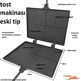 TOST MAKİNASI ESKİ TİP ALÜMİNYUM TEFLON KAPLI EKMEK KIZARTMA TOST MAKİNESİ