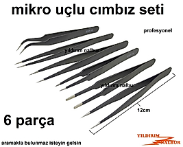 MİKRO UÇLU CIMBIZ SETİ 6 PARÇA CIMBIZ TAKIMI EĞRİ CIMBIZ KANCA CIMBIZ DÜZ CIMBIZ