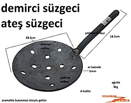 OCAK SÜZGECİ 28CM DEMİRCİ SÜZGECİ ATEŞ SÜZGECİ ÇELİK ATEŞ TEMİZLEME SÜZGECİ DUBLE BÜYÜK BOY