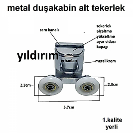 DUŞAKABİN TEKERLEĞİ METAL KROM KASA ALT TEKER 1.KA
