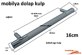 MUTFAK DOLAP KULP 16CM ÇEKMECE TUTAMAĞI KALİTELİ UZUN BOYLU