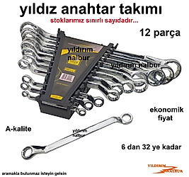YILDIZ ANAHTAR SETİ 12 PARÇA 6-32 PROFESYONEL ÇELİK EKONOMİK VANADIUM ÇELİK