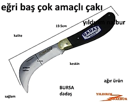 ÇOK AMAÇLI BURSA EĞRİ BAŞ ÇAKI DADAŞ AŞI BIÇAĞI CEP ÇAKISI
