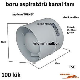 BORU ASPİRATÖR KANAL FANI 100 LÜK HAVALANDIRMA 12V