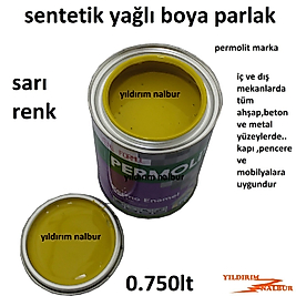 SARI SENTETİK YAĞLI BOYA 0.750LT ALTIN SARI RENK AHŞAP METAL BOYA