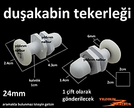 DUŞAKABİN TEKERLEĞİ 24MM 1 ÇİFT DUŞAKABİN KOÇTAŞ TİPİ DUŞAKABİN MAKARASI