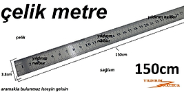 ÇELİK METRE 150CM DUBLE UZUN BOY ÇELİK CETVEL BİR BUÇUK METRE ÇELİK PASLANMAZ METRE