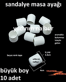 SANDALYE AYAĞI 33MM BEYAZ MASA AYAĞI PLASTİK BÜYÜK BOY TAPA