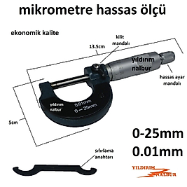 MİKROMETRE 0-25MM KALİTE KUMPAS MİKRO METRE ALETİ HASSAS ÖLÇÜ