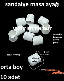 SANDALYE AYAĞI BEYAZ MASA AYAĞI PLASTİK ORTA BOY TABURE