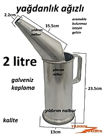 YAĞDANLIK 2 LİTRELİK AĞIZLI AĞIZLI 2 KİLOLUK AKTARMA KABI HUNİLİ METAL GALVENİZ