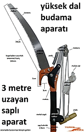 YÜKSEK DAL KESME TESTERESİ 3 METRE SAPLI METAL BUDAMA MAKASI BAĞ MAKASI TEPE MAKASI
