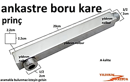 ANKASTRE BORUSU 20CM KARE ANKASTRA BATARYA PRİNÇ BATARYA BORUSU