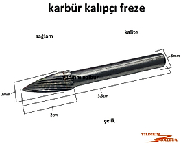 KARBÜR KALIPÇI FREZE SİVRİ KAFA KALIPÇI TORNA UCU TAŞLAMA