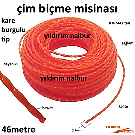 ÇİM BİÇME 3.3MM BURGULU MİSİNASI OT BİÇME MİSİNA TIRPAN MİSİNASI TIRPAN İPİ