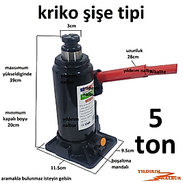 KRİKO BÜYÜK BOY 5 TONLUK ARAÇ KALDIRMA HİDROLİK ORTA BOY KİRİKO 5 LİK