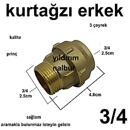 KURTAĞZI 3/4 ERKEK KANGAL KALIN BORU KLİPS SIKISTIRICI KURT AĞZI ÜÇ ÇEYREK
