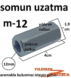 SOMUN UZATMA M12 CİVATA UZATMASI METRİK 12 DİŞLİ UZATMA 8LİK DİŞ SOMUN SAPLAMA UZATMA DUBLE BÜYÜK BO