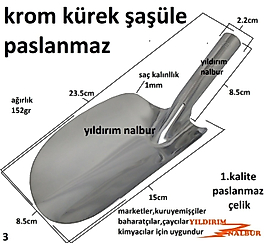 ŞAŞÜLE GIDA KÜREĞİ KROM ÇELİK KÜÇÜK BOY MARKET KÜREĞİ