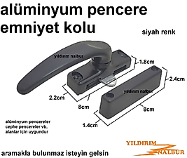 ALÜMİNYUM PENCERE EMNİYET KAPI KOLU SİYAH RENK CEPHE PENCERE KOL ALÜMİNYUM