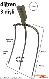 DİĞREN 3 LÜ 1.KALİTE OT BİÇME TAŞIMA BEL YABA SAMAN ATMA OT TAŞIMA İNCE DİŞ