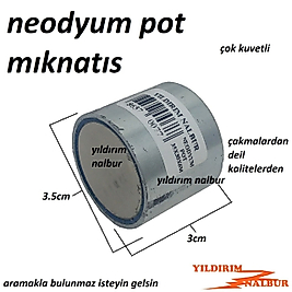 NEODYUM POT MIKNATIS 3.5X3 YUVARLAK MIKLATIS M-5 VİDA YUVALI ÇELİK MIKNATIS