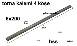TORNA KALEMİ 6X200 4 KÖŞE TORNACI BIÇAĞI