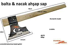 BALTA NACAK AY YILDIZLI AHŞAP SAPLI KAMP BALTASI ODUN KIRMA BALTA