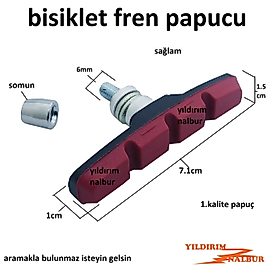 BİSİKLET FREN PAPUCU KIRMIZI LASTİK CİVATALI BALATASI GENİŞ 1.KALİTE SAĞLAM LASTİK