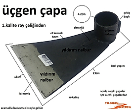 ÜÇGEN ÇAPA ESKİLERDEN 1.KALİTE RAY ÇELİK BAHÇE BELLEME TARLA ÇAPASI KARIK AÇMA