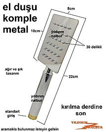 EL DUŞU KARE KOMPLE METAL ÇELİK ÖZEL DUŞ SETİ FİSKİYESİ KALİTE DEMİRDEN TELEFON