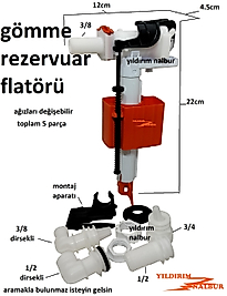 GÖMME REZERVUAR FLATÖRÜ 3/8-1/2 5 PARÇA VİTRA MODELİ ŞAMANDIRA İÇ TAKIM ŞAMANDIRASI