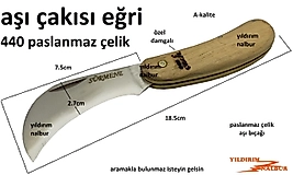AŞI ÇAKISI EĞRİ TİP SÜRMENE PASLANMAZ ÇELİK DAMGALI ÖZEL AŞIBIÇAĞI AŞILAMA KESKİSİ AĞAÇ AŞISI
