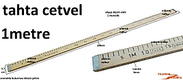 AHŞAP CETVEL 1 METRE TERZİ METRESİ OKUL SINIF METRESİ KUMAŞÇI METRE