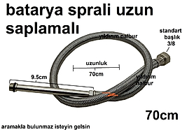 BATARYA BORUSU 70 CM BAĞLANTI SPRALİ UZUN UÇLU ÇELİK HORTUM