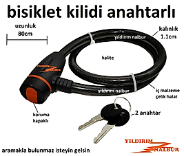 BİSİKLET KİLİDİ 80CM MOTOR KİLİDİ EKONOMİK KALIN UZUN 2 ANAHTAR KALİTE