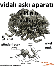 VİDALI ASKI APARATI NİKEL 5 ADET ÇERÇEVE ASKISI TABLO ASKI VİDALI KANCA