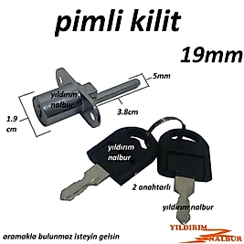 CAM KİLİDİ PİMLİ 19MM KALIN TİP VİTRİN KİLİDİ ÇEKMECE KİLİDİ DOLAP KİLİT DOLAP KİLİDİ