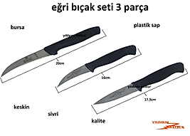 EĞRİ BIÇAK 3 LÜ SETİ HOBİ BIÇAK SET AŞI BIÇAK SET