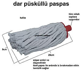 DAR PÜSKÜLLÜ PASPAS TEMİZLİK İPLİ PASPAS GENİŞ PÜSKÜLLÜ YUVARLAK
