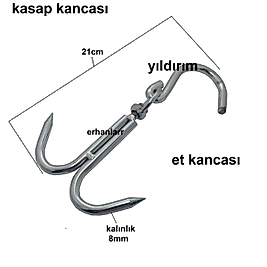 ET KANCASI KASAP KANCASI 8 MM ÇİFTLİ KANCA