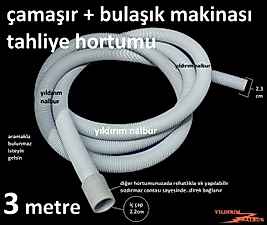 ÇAMAŞIR MAKİNASI BULAŞIK MAKİNESİ TAHLİYE GİDER HORTUMU 3 METRE ÇIKIŞ BORUSU