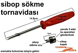 SİBOP SÖKME TORNAVİDASI 5 ADET SİBOP KAPAK VE SÖKME APARATI HEDİYELİ