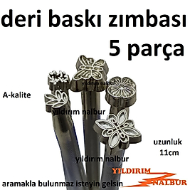 ŞEKİLLİ DERİ ZIMBASI 5 PARÇA CRAFT BASKI ALETİ DERİ CÜZDAN ŞEKİL