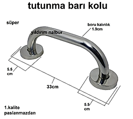 ENGELLİ TUTUNMA BARI 33CM BANYO TUTAMAK KAPI ÇEKME KOLU KÜVET BANYO KOLU 1.KALİTE