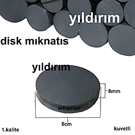 MIKNATIS SİYAH YUVARLAK YASSI DİSK MIKLATIS 50X10 BÜYÜK DAİRE MIKLANTIS